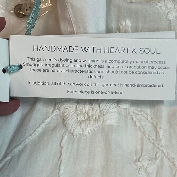 Kyla Seo Blouse Womens Small White Embroidered Sheer Cotton Fairy Cottage Tunic - Picture 11 of 12